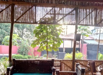 Caramel covered terrace with open-air seating